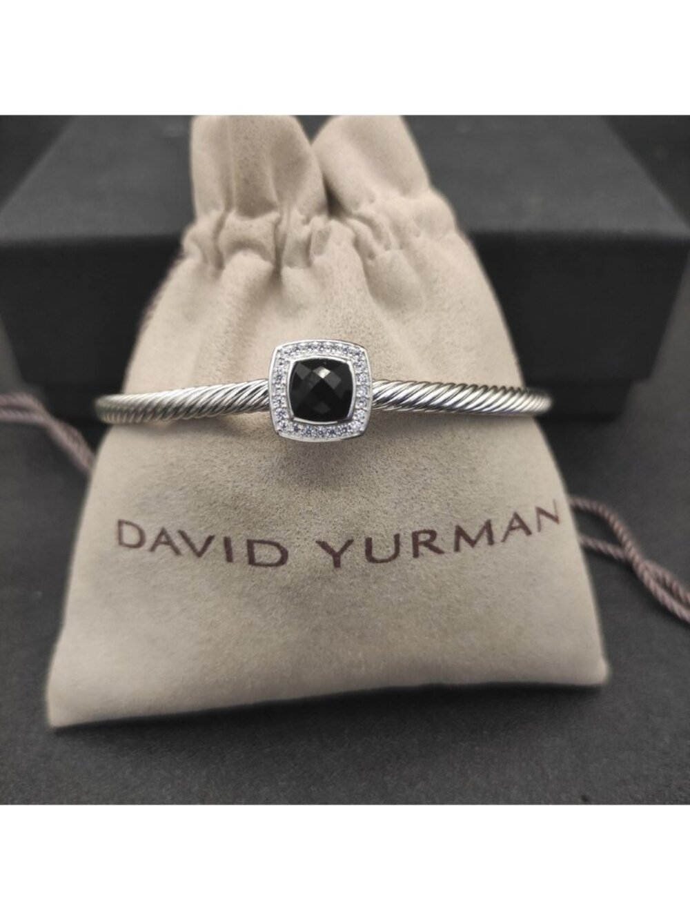 David Yurman 4mm square diamond buttonhole black diamond bracelet